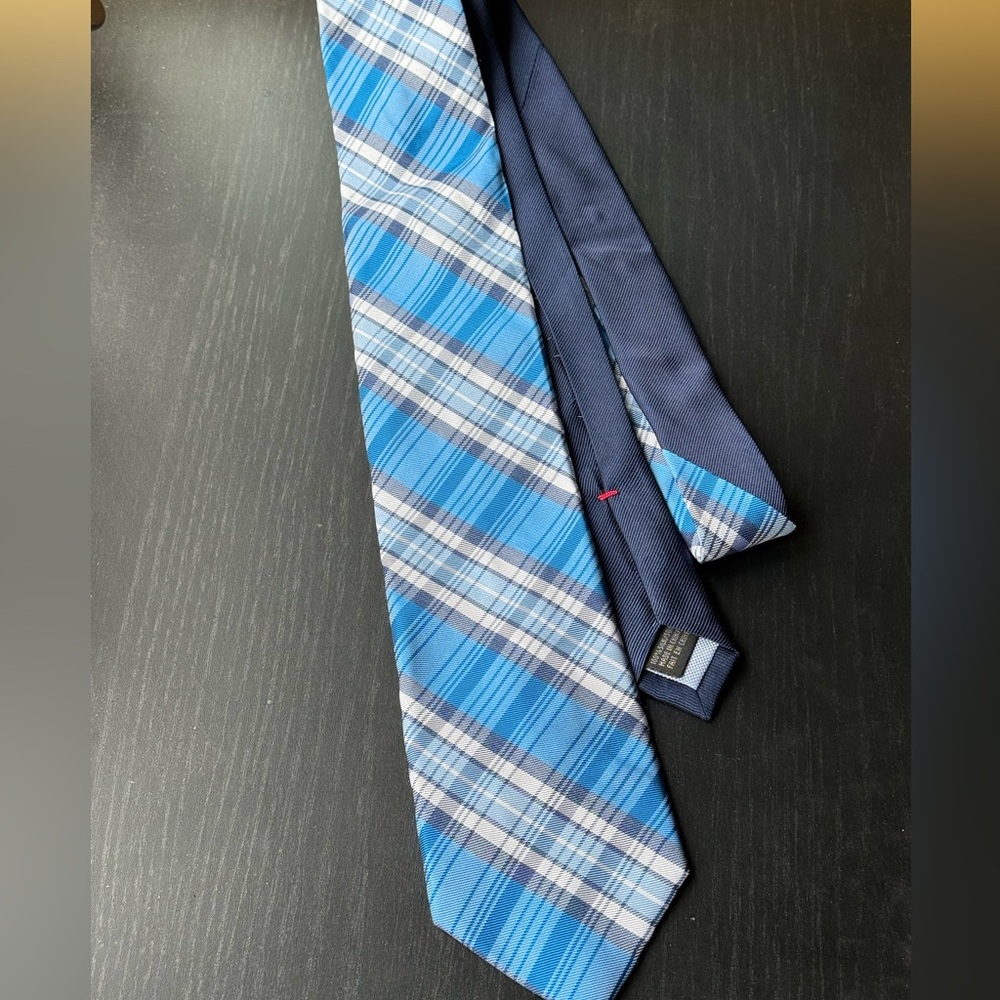 Tommy Hilfiger Blue Plaid Silk Tie Made in Italy